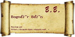 Bognár Bán névjegykártya